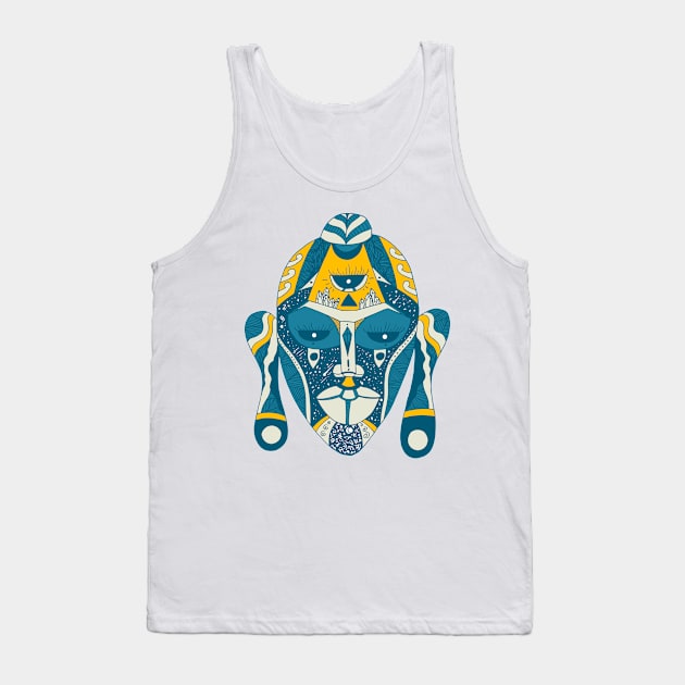 Retro Wave African Mask 7 Tank Top by kenallouis